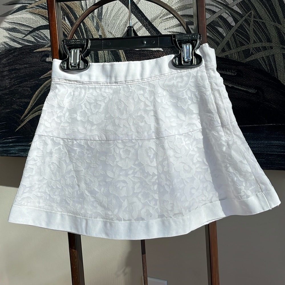 Janie & Jack Tonal‎ Floral White Skirt Adjustable Waist Side Zipper Girls